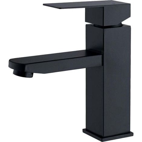 Robinet de salle de bain noir pour lavabo, mitigeur à levier unique, pour toilettes invités, noir (1/4)