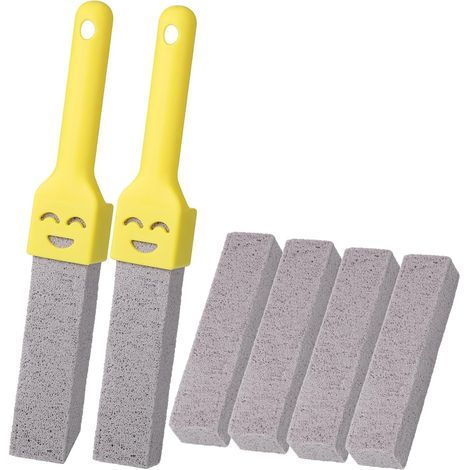 Pierre Ponce WC,6 PCS Nettoyants de Toilettes en Pierre Ponce avec 2 Poignées,Pierre Ponce Remplaçable,Brosse de Nettoyage en Pierre Ponce pour Dissolvant de Cuvette de Toilette Taches de Brosse (1/5)