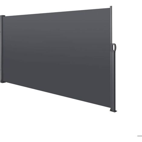 Parasol 180 x 300 cm latéral extensible brise-vue coupe-vent imperméable protection solaire gris (1/5)