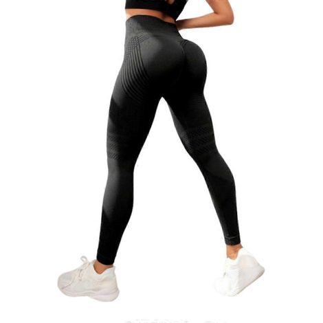 3D-Leggings gegen Cellulite, hoher Bund, Po-Lifting und Bauchkontrolle, Anti-Cellulite-Leggings, geeignet für Sport, Schwarz (1/5)