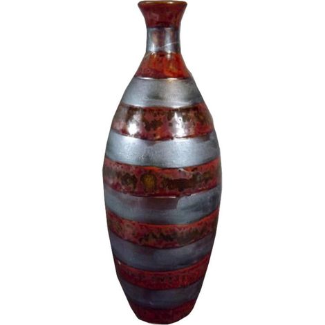 Elegante vaso in pietra con strisce grigio mattone, 28x11 cm (1/2)