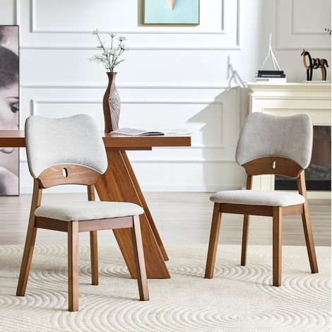 Lot de 2 chaises de salle à manger en hévéa gris avec dossier papillon confortable – 95,5 × 36 × 54 cm (1/5)