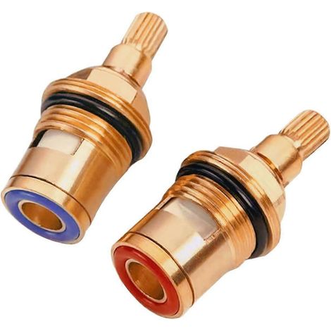 Lot de 2 mitigeurs à cartouche céramique, tête de joint en laiton résistant à la corrosion, pour robinet de cuisine, salle de bain ou baignoire (1 bleu + 1 rouge) (1/5)