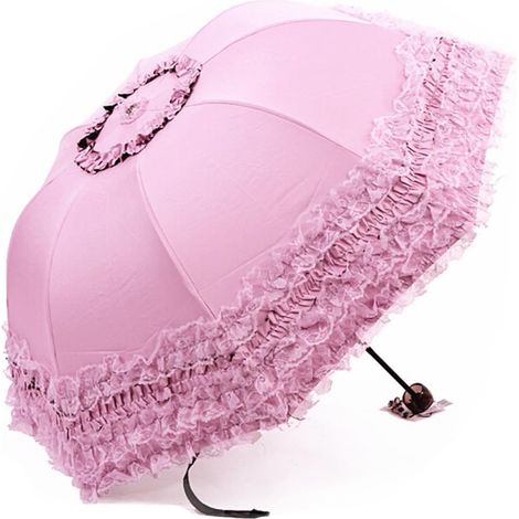Parapluie pliant femme anti-UV, dentelle, ombrelle, idéal pour vent et pluie d'été. (1/5)