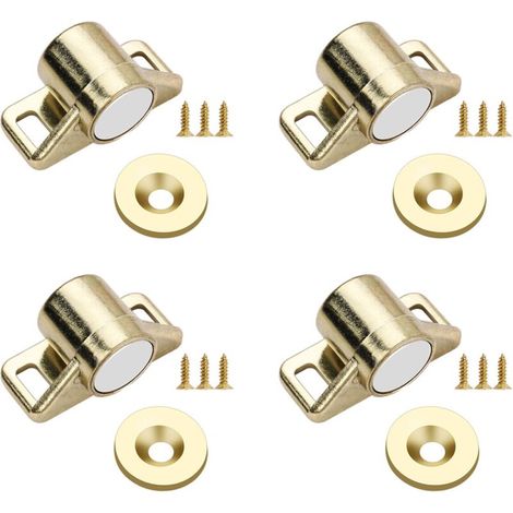 SABIR 4PCS Aimant pour Porte Placard Loquet de Porte Magnétique Fermeture de Porte Aimantée avec 4 Rondelles et 12 Vis Fermeture Magnétique Placard pour Meuble, Armoire, Cabinet (1/5)