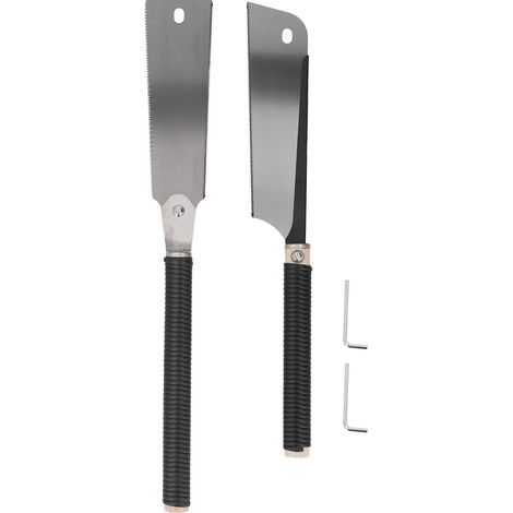 [JAMAIS UTILISÉ]Scie à main multifonctionnelle et précise à double tranchant, manche en rotin noir et lames en acier SK5. (1/5)