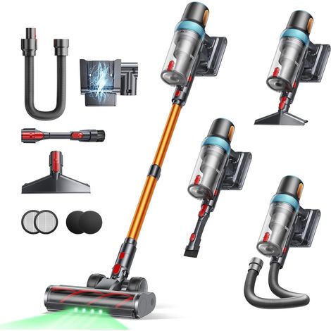 Aspirateur sans fil 600 W/50 KPA/65 min, avec tuyau extensible de 1 m, station de charge murale, mode automatique, brosse anti-enchevêtrement, filtration à plusieurs niveaux pour tapis, sols durs (1/5)
