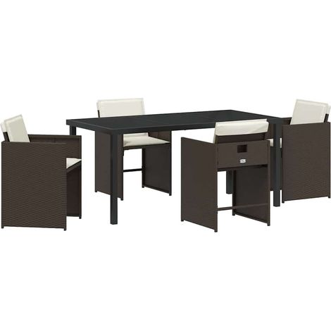 Ensemble de salle à manger pour jardin 5 pcs,Salon de jardin Marron polyrotin CFW10862 (1/5)