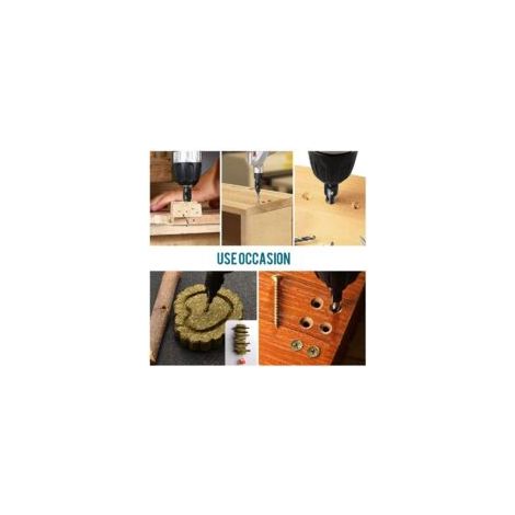 Set di 5 punte per smussatura, set di frese a cambio rapido con attacco esagonale regolabile da 1/4", punte di fresatura sostituibili con chiave esagonale, set di punte per trapano per lavorazione del (1/3)