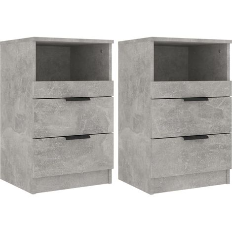 Set di 2 comodini con due cassetti e vano aperto 40 x 36 x 65 cm in legno ingegnerizzato grigio DEC035408
