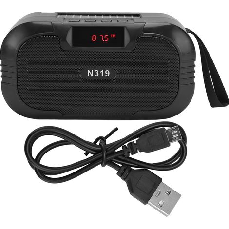 Ortviai Enceinte Bluetooth Solaire Portable avec Radio FM, Entrée USB/TF/AUX, Batterie 800 mAh, Bluetooth 5.0