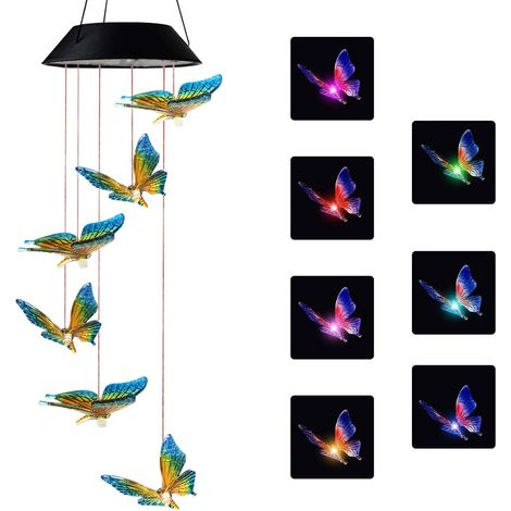 Carillon éolien solaire au design unique avec lumières à couleurs changeantes, facile à suspendre, décoration de jardin idéale comme cadeau d'anniversaire ou cadeau pour femme.-AquaForge (1/5)