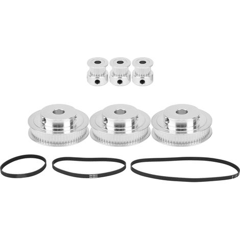 Courroie distribution 2GT – 200/280/400mm – roue synchrone 20/60 dents – alésage 8mm – 3 pièces