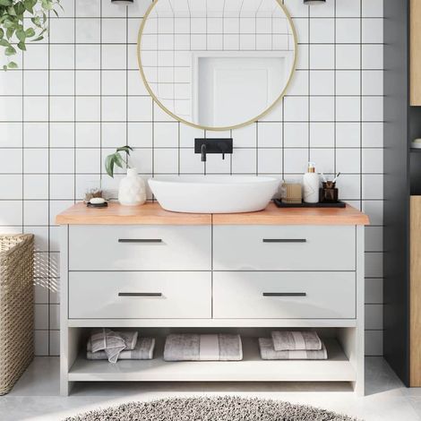 Comptoir de salle de bain marron 140x40x(2-4) cm bois traité
