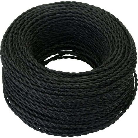 Câble électrique textile 10m – Corde de chanvre tressée 2x0,75 mm² – Tension max 300V – Pour câblage d’ampoules rétro et ventilateurs (1/5)