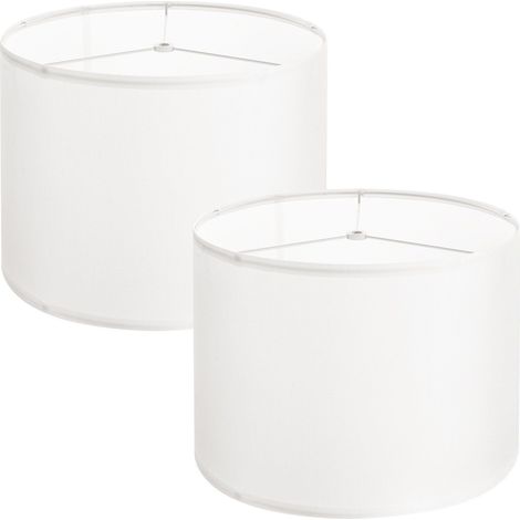 Abat-jour cylindrique en lin blanc cassé, lot de 2, 33 cm x 33 cm x 25 cm, idéal pour lampes de table et lampadaires, assemblage facile (1/5)