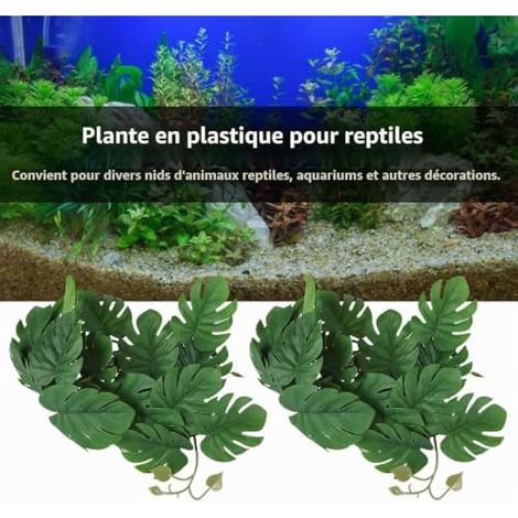 2PCS Plante Aquatique Artificielle, Simulation Vigne Aquarium Faux Feuilles Réaliste Petite Taille Feuilles en Plastique Décoration avec Ventouse pour Aquarium(Turtle Leaf) (1/3)