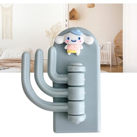 Patère murale autocollante en forme d'animal mignon et innovant, idéale pour les dortoirs d'enfants. Motif : chiot aux grandes oreilles bleues. (1/5)