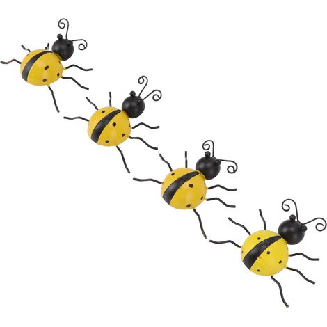 Lot de 4 décorations murales coccinelles, figurines d'insectes en fer forgé pour la décoration intérieure (1/5)