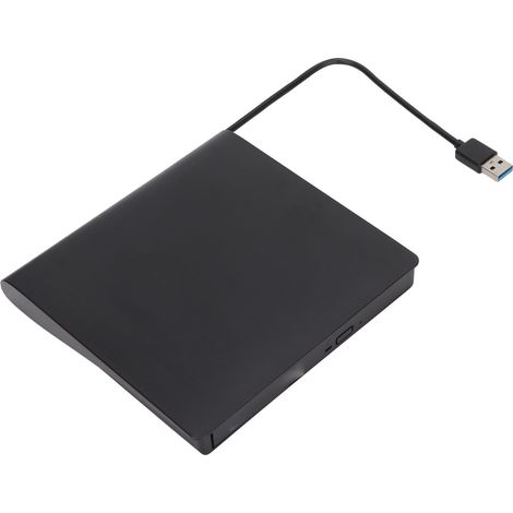 Graveur DVD externe noir, interface USB 3.0, stable, fiable, silencieux, fonctionnement horizontal autoportant. (1/5)
