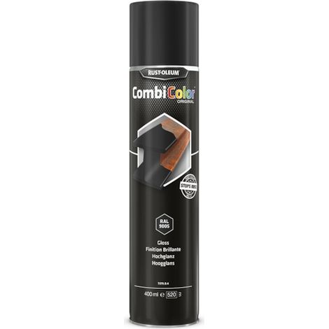Peinture anti-rouille COMBICOLOR aérosol - noir brillant RAL 9005 - 400 mL - RUST-OLEUM