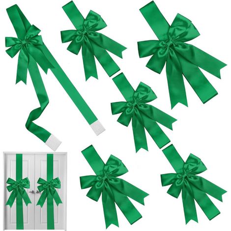 Stück Weihnachtsschleifen für Schranktüren, große grüne Weihnachtsschleifen aus Band für Schranktüren, 8 x 40 Zoll
