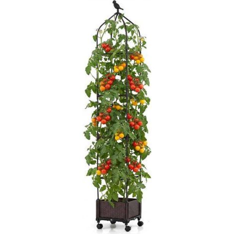 Montage sans outils - Bac potager surélevé avec treillis, auto-arrosage, mobile sur roulettes, 95-200 cm (1/5)