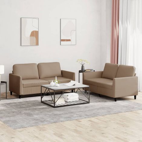 vidaXL Set di Divani 2 pz con Cuscini cappuccino in Similpelle