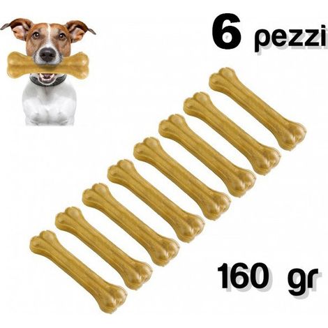 Trade Shop - 6 Pz Snack A Forma Di Osso Antistress Per Cani Di Piccola Media Taglia 8 Cm -