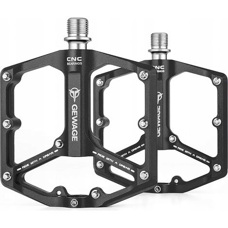 Pedales de plataforma de aluminio Gewage para bicicleta, 3 rodamientos sellados, color negro. (1/5)