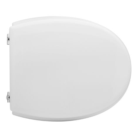 Abattant pour cuvette Azzurra Full 56 blanc 46x38 cm avec charnie'res fixes en bois stabilise' moule' en polyester