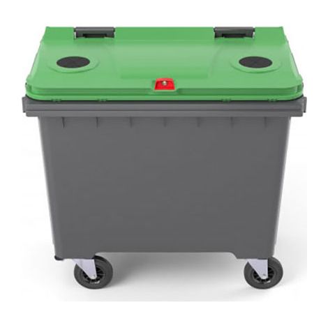 Conteneur poubelle 770 litres à préhension latérale pour le tri du verre - Poubelle verte - 210044V