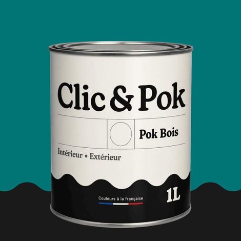 Peinture Bois Extérieur – POK BOIS - 1L - RAL 5021 - Bleu d’eau- Résistante aux intempéries - Ne s'écaille pas (1/4)