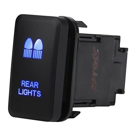 Interrupteur à bascule de Voiture, 12V Commutateur à LED Bleu Contacteur de Commande ON/OFF 38.75 x 20.8mm avec Câble 200MM pour voiture (REAR LIGHTS) (1/5)
