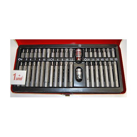 KIT SET INSERTI 40 PZ BUSSOLE PORTAINSERTI CHIAVI TORX HEX EXA XZN 1/2&quot 3/8&quot 011