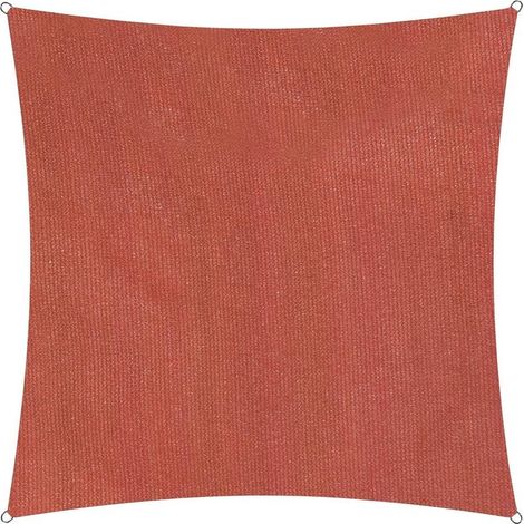 Voile d'ombrage Cordes de Fixation incluses Carré 3.6 x 3.6mètres Protection Solaire 100% HDPE avec Le Filtre UV de Protection [Rouge] (1/5)