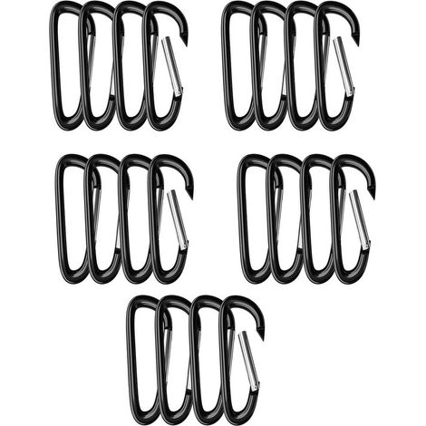 Set di 20 moschettoni argentati, moschettoni in alluminio per uso esterno, ganci a D per moschettone, piccolo moschettone multifunzionale 7,2 × 3 (1/5)