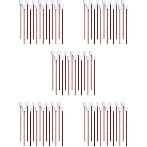 Lot de 120 connecteurs à 2 broches de 8 mm pour rubans LED flexibles SMD 3528/2835 monochromes de 8 mm de large (sans soudure). (1/5)