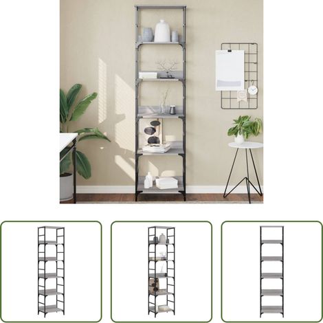 vidaXL Stahlregal -  Bücherregal Grau Sonoma 50x33x188,5 cm Holzwerkstoff (1/5)