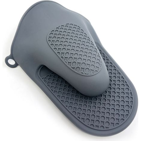 Gants de cuisine  en silicone gris, résistants à la chaleur et aux brûlures (1/5)
