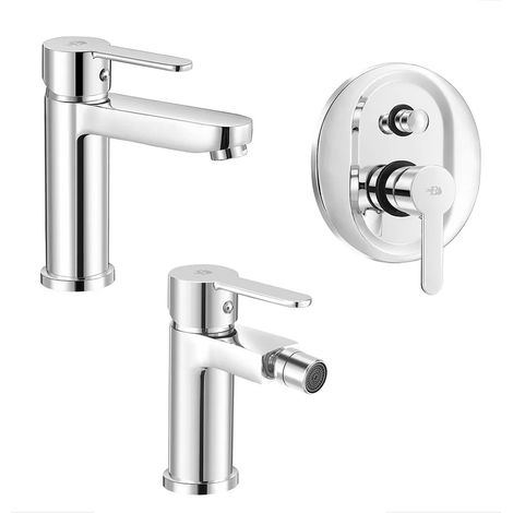 Set miscelatori lavabo bidet doccia con deviatore Iole in ottone cromato (1/5)