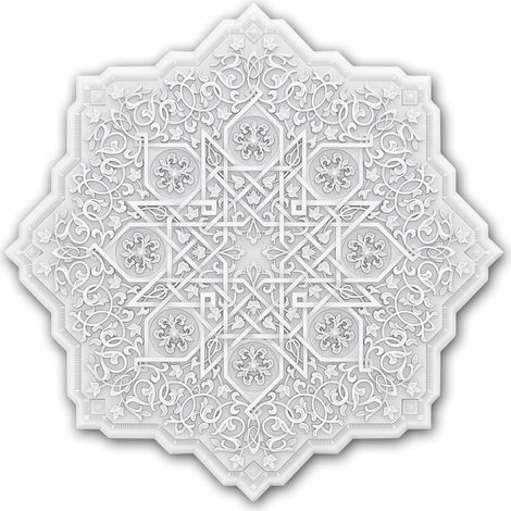 Rosone soffitto parete Profhome 156503 Medaglione stile orientale Elemento decorativo motivi decorativi islamici elemento soffitto stile marocchino bianco Ø 91,2 cm