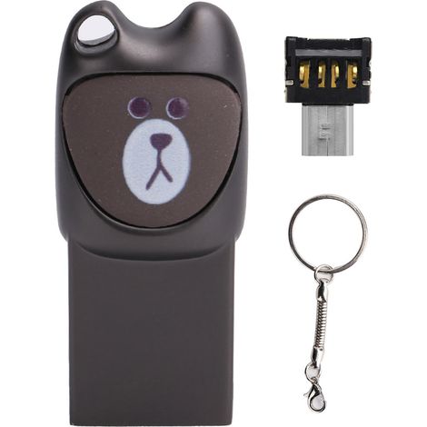 Clé USB 2.0 amusante et mignonne, disque flash plug-and-play avec adaptateur micro USB pour téléphone et ordinateur, gris, 128 Go (1/5)
