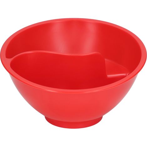 Bol compartimenté multi-usages sans BPA, empilable, pour céréales, glaces, yaourts, fruits rouges et frites (rouge). (1/5)