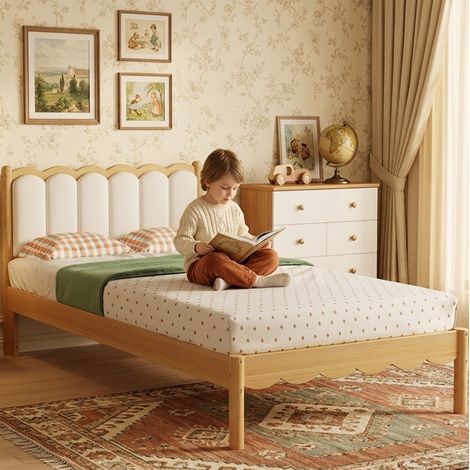 Letto singolo imbottito 90x200 con testiera ondulata OKMYHOME (1/5)
