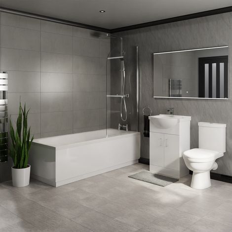 James 1700mm Straight Shower Bath Bathroom Suite (1/4)