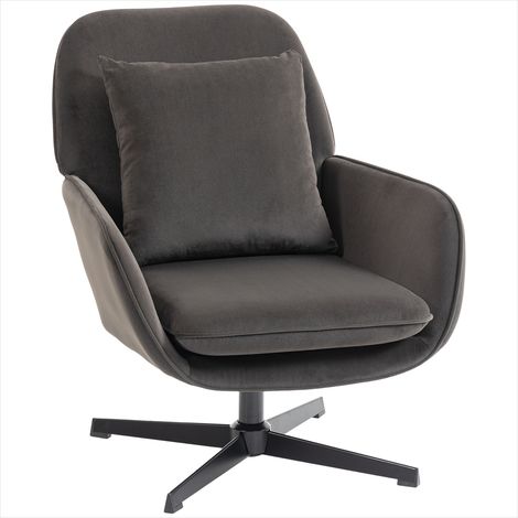 Banc de salle à manger Fauteuil de salon rotatif en velours gris (1/5)