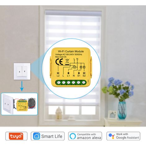 Module de rideau intelligent Tuya WIFI, interrupteur de persienne, commande de volet roulant motorisé électrique, télécommande via application, compatible avec Google Assistant pour les passerelles de (1/5)