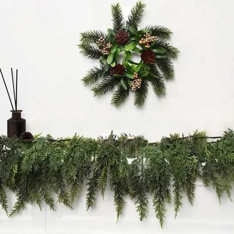 Guirlande De Noël En Plastique - Sapin Artificiel Blanc Givré - 180 cm - Pour Décoration Intérieure Extérieure Porte Cheminée Mur Table - 1 Pièce (1/5)