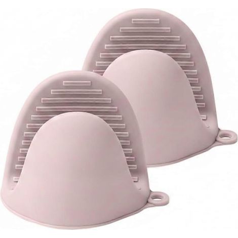 Gant de cuisine silicone antidérapant 28x14 cm 1 pièce résistant à la chaleur four et gril rose (1/5)